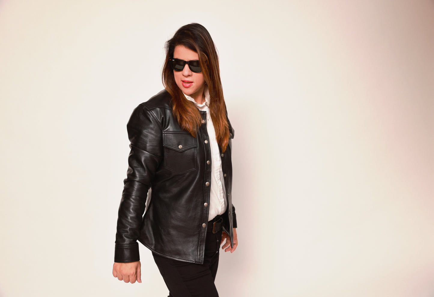 Women's Leather Shirt Jacket