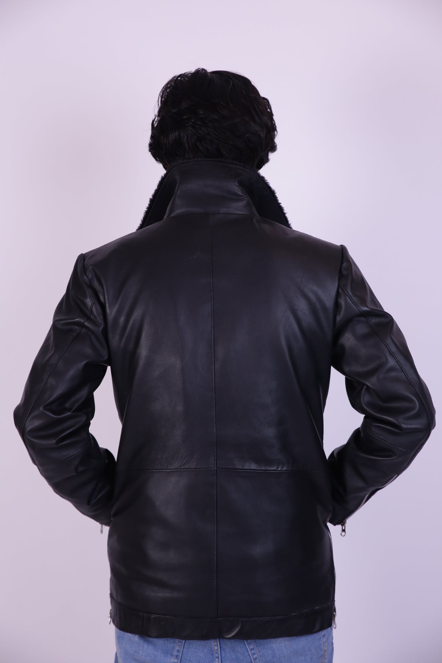 Men's Leather Jacket & Fur Collar