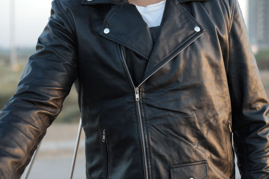 Men's Motorcycle Leather Jacket & Belt